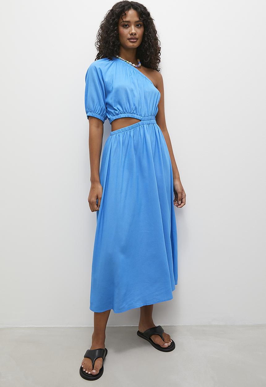 Superbalist - Asym midi fit & flare dress - cyan