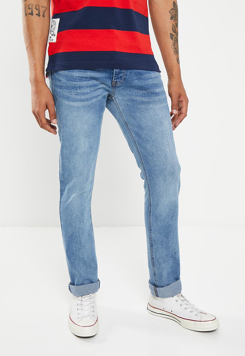 Aca Joe - Mens aca joe stretch denim jeans - light blue wash
