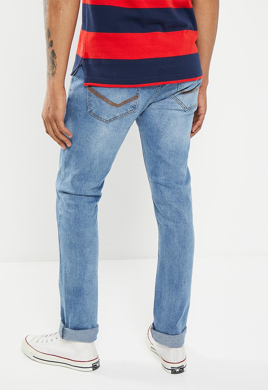 Aca Joe - Mens aca joe stretch denim jeans - light blue wash