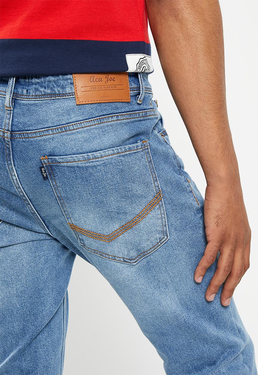 Aca Joe - Mens aca joe stretch denim jeans - light blue wash