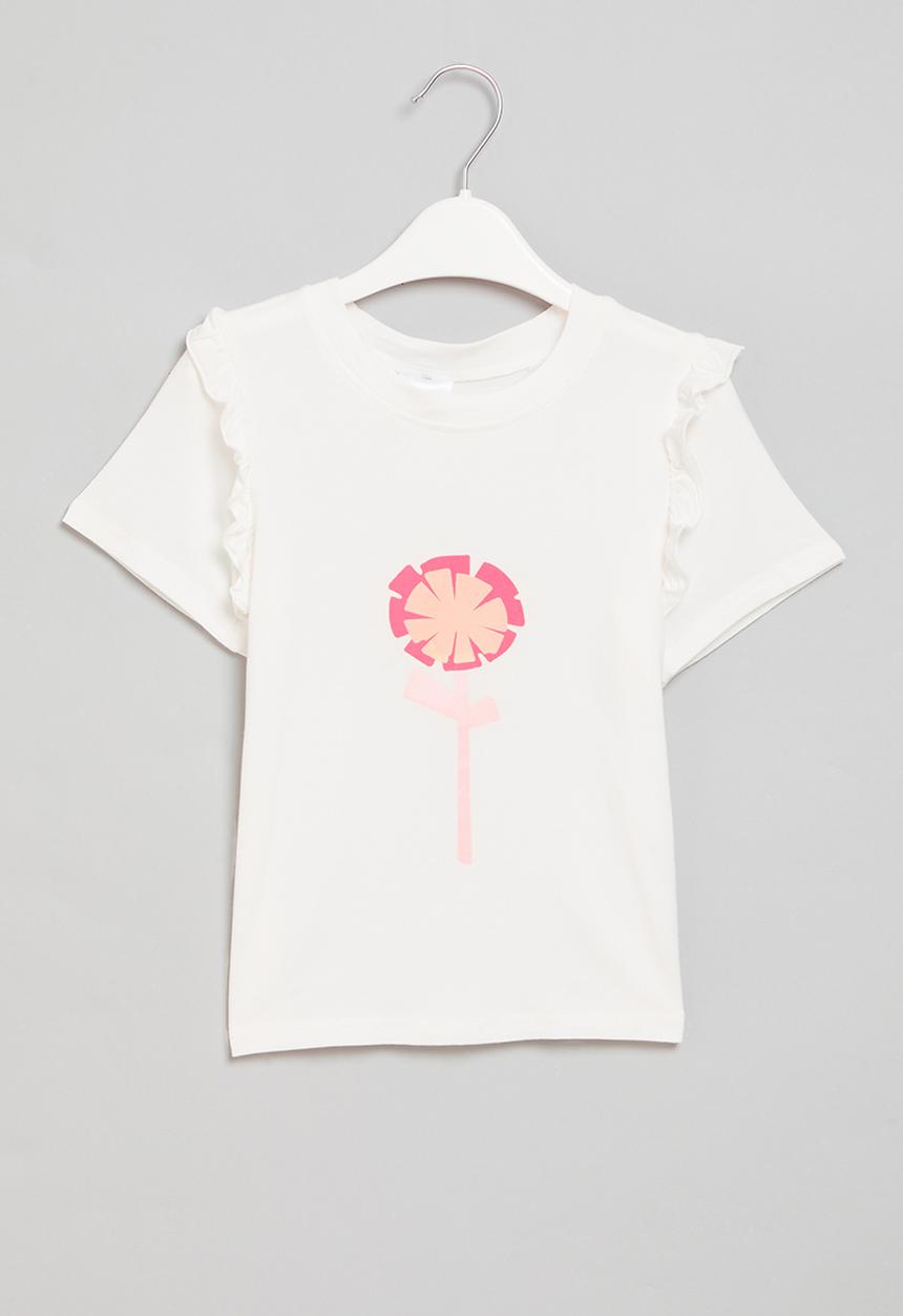 Pop Candy - Girls frill short sleeve tee - white