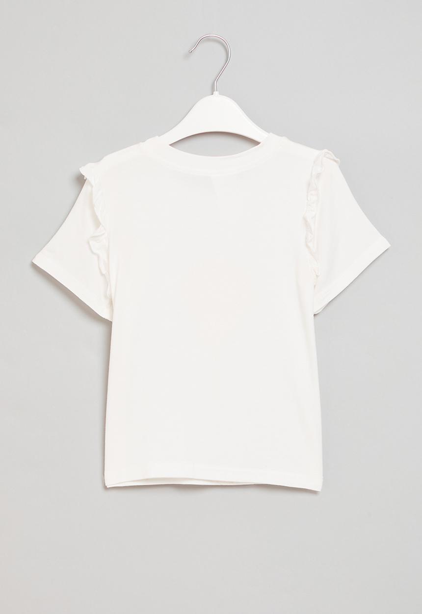 Pop Candy - Girls frill short sleeve tee - white