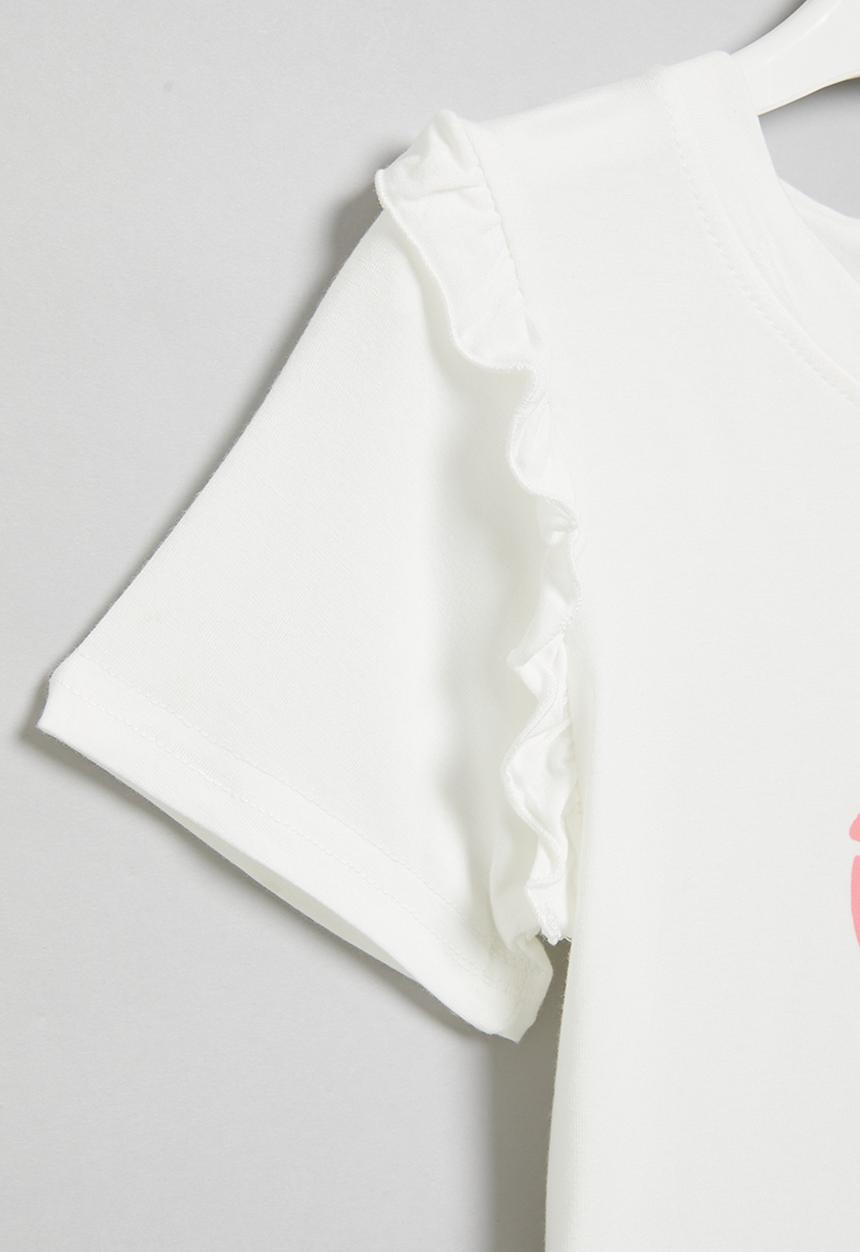 Pop Candy - Girls frill short sleeve tee - white