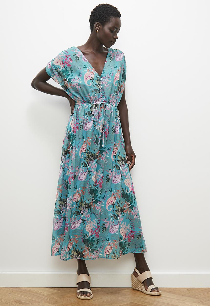 edit - Grown on sleeve boho midi dress - floral paisley