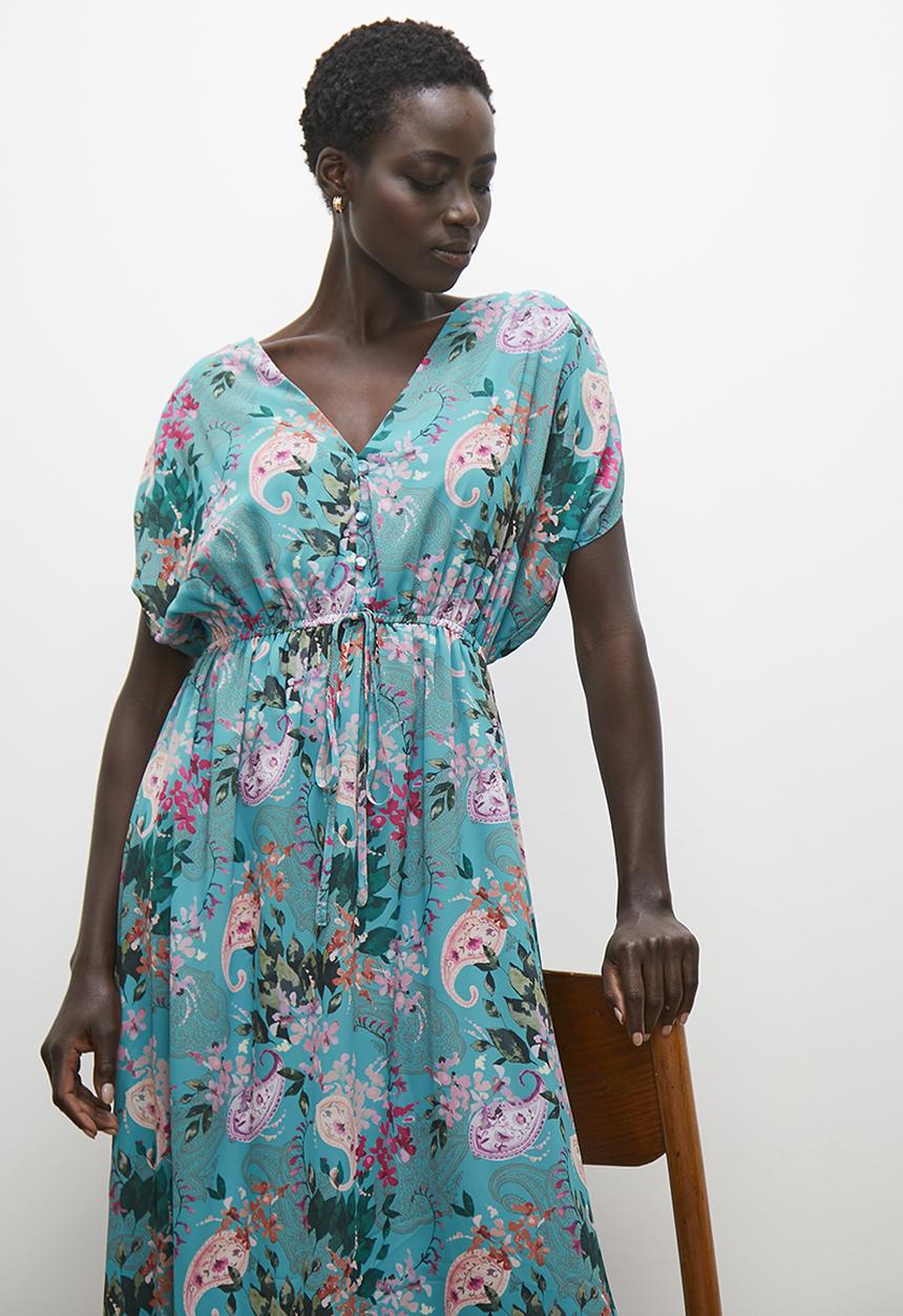 edit - Grown on sleeve boho midi dress - floral paisley
