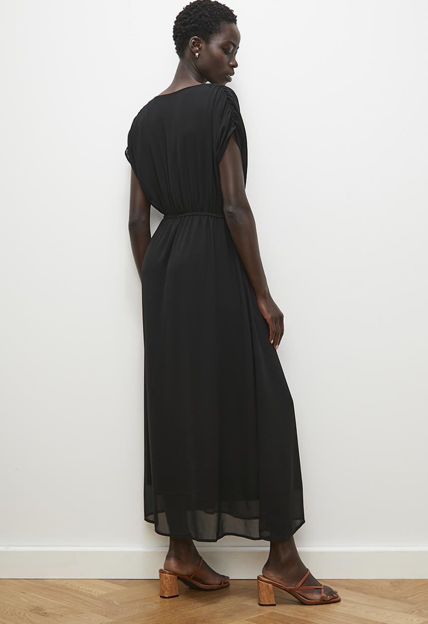 edit - Grown on sleeve boho midi dress - black