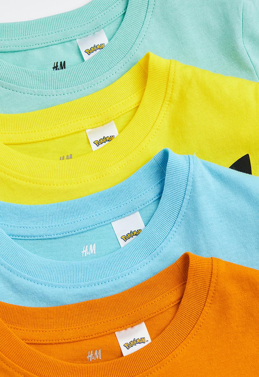 H&M - 4-pack printed t-shirts - yellow/pokémon 