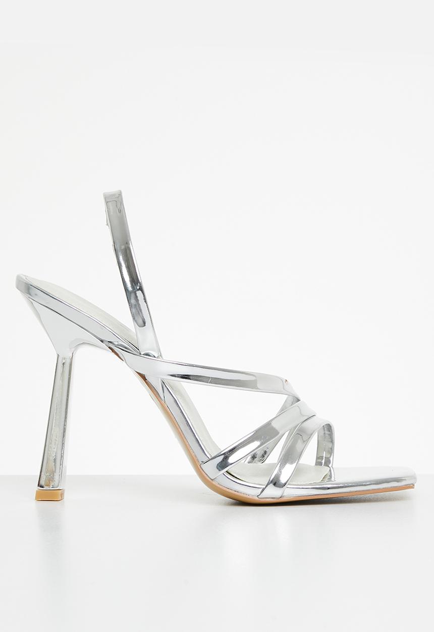 Public Desire - Roxie barely there stiletto heel - silver metallic