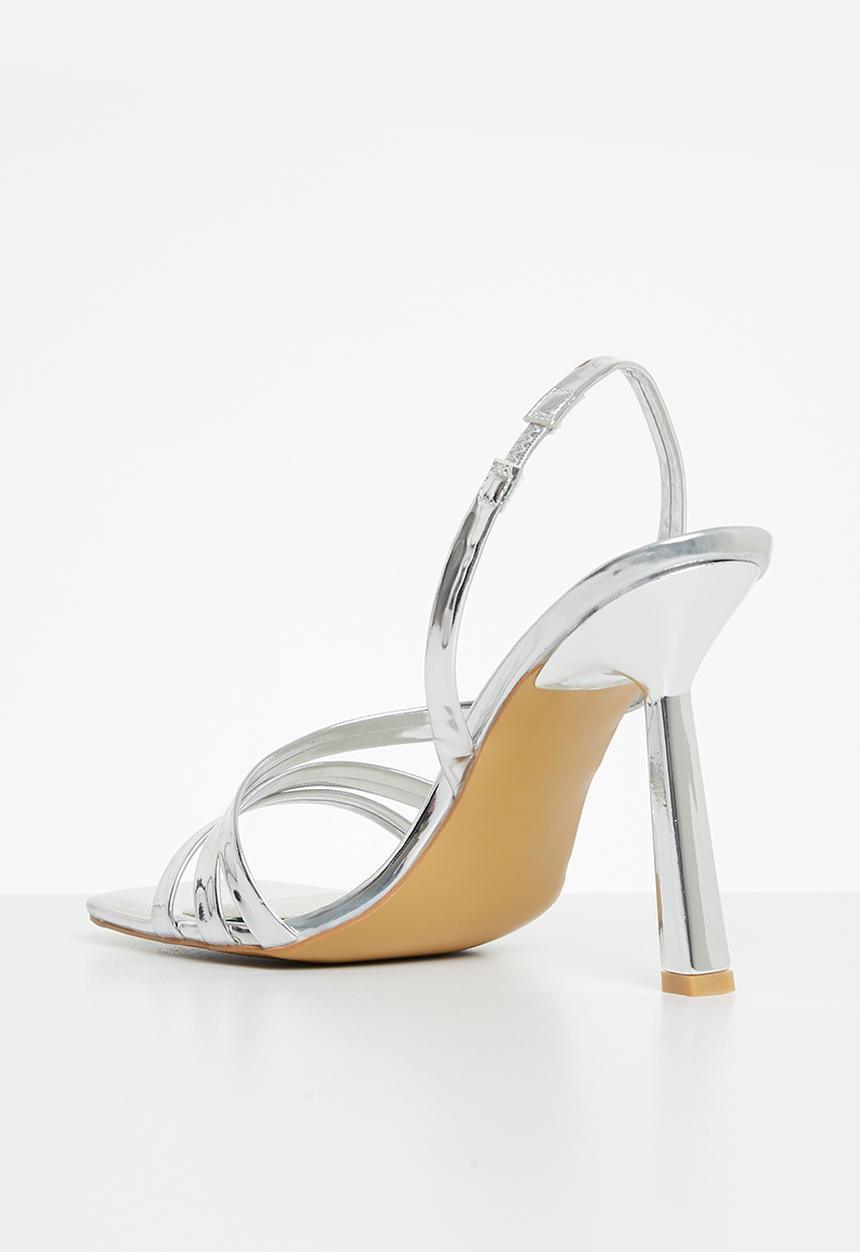 Public Desire - Roxie barely there stiletto heel - silver metallic