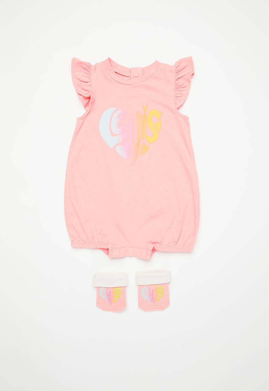 Levi’s® - Lvg heart romper and bootie set - quartz pink