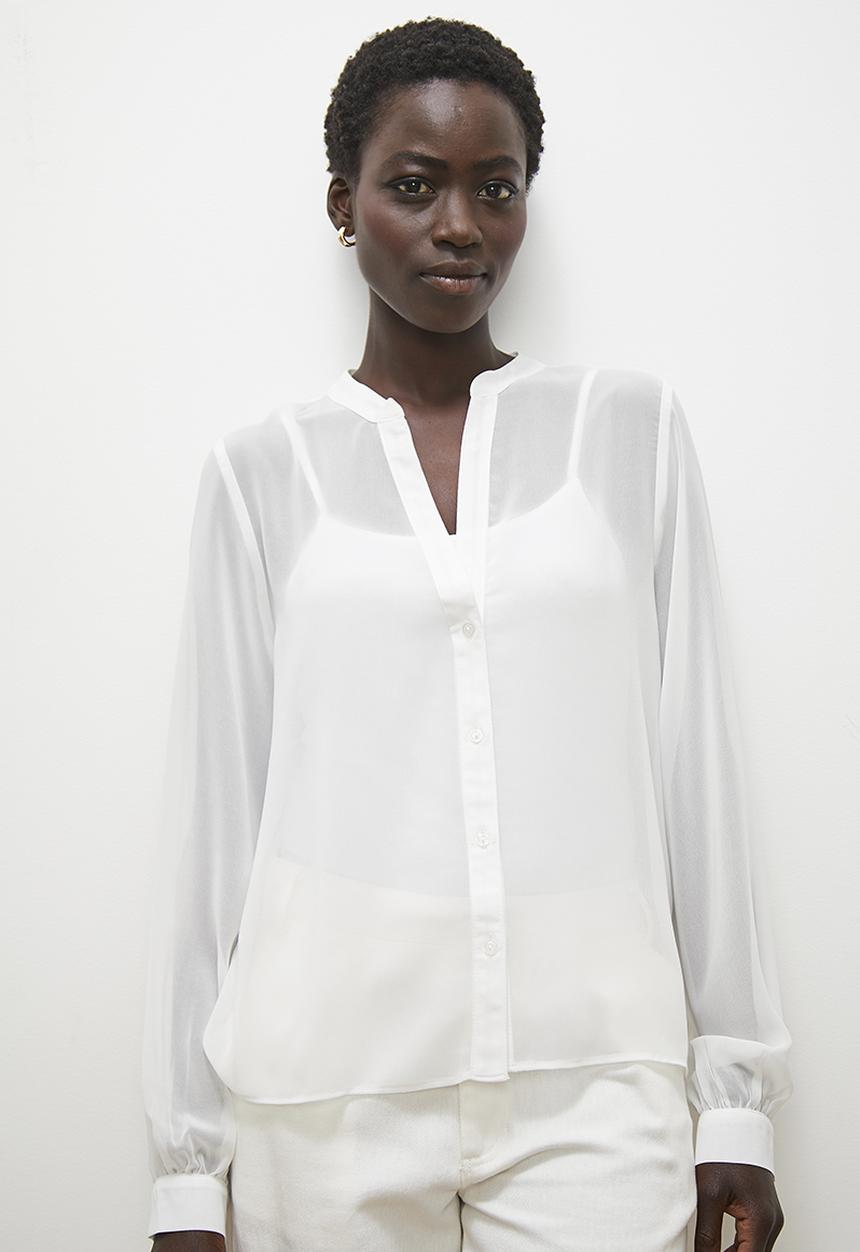 edit - Mandarin collar blouse - ivory