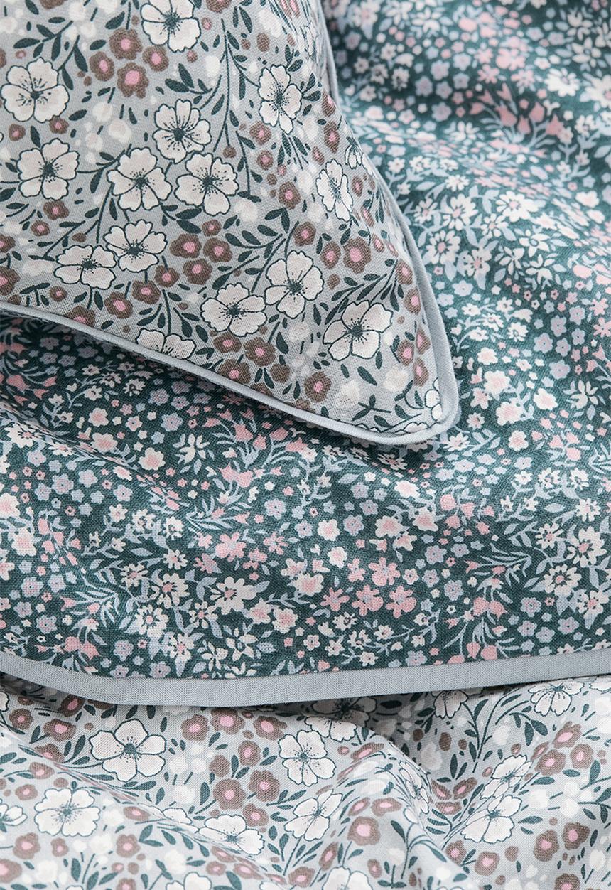 H&M - Cotton single duvet cover set - light green/floral
