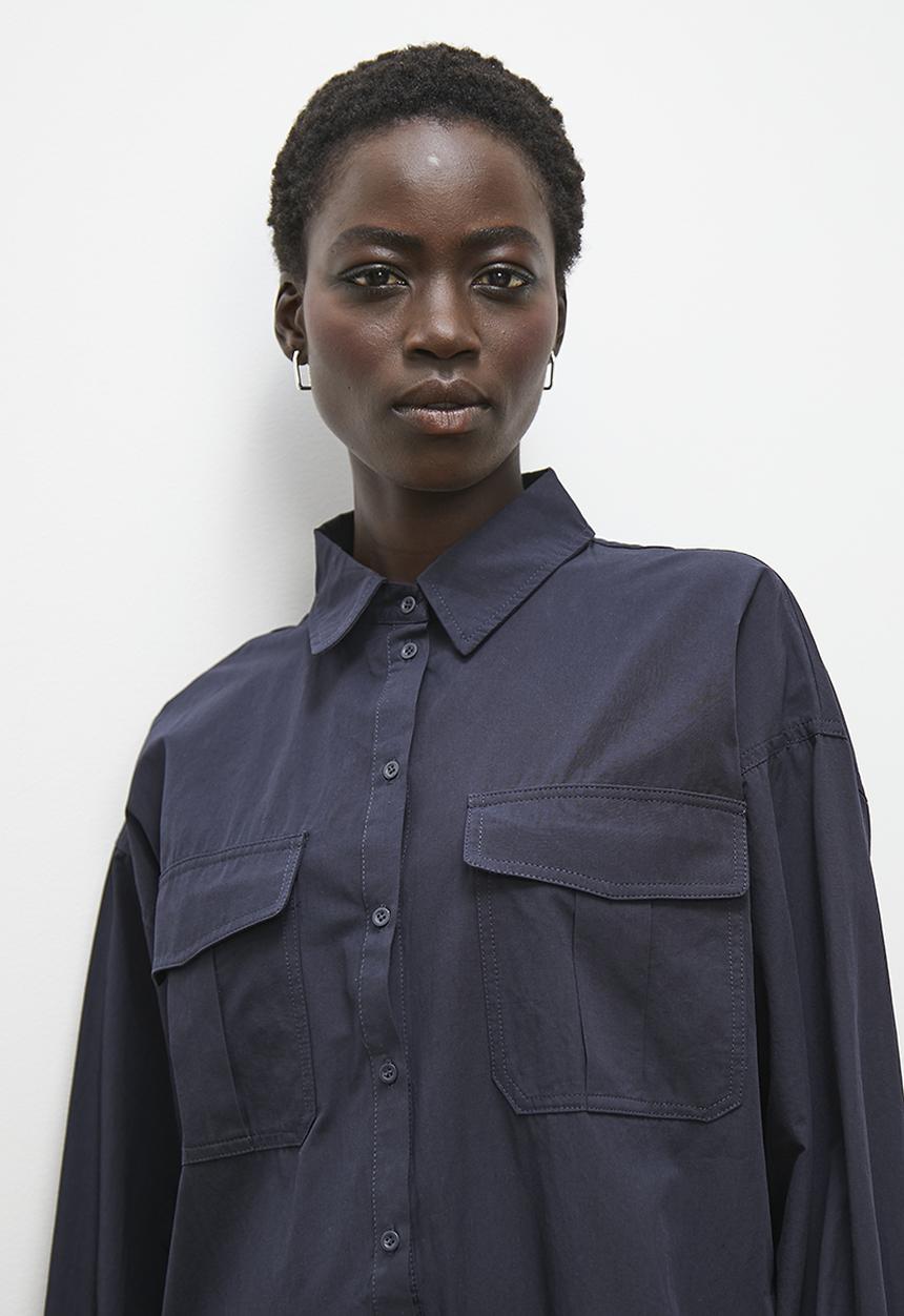 edit - Maxi utility pocket shirt dress - ink