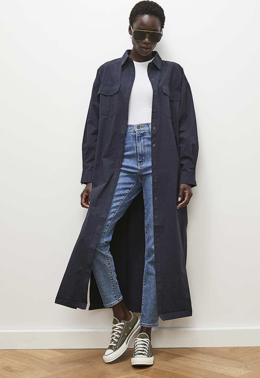 edit - Maxi utility pocket shirt dress - ink