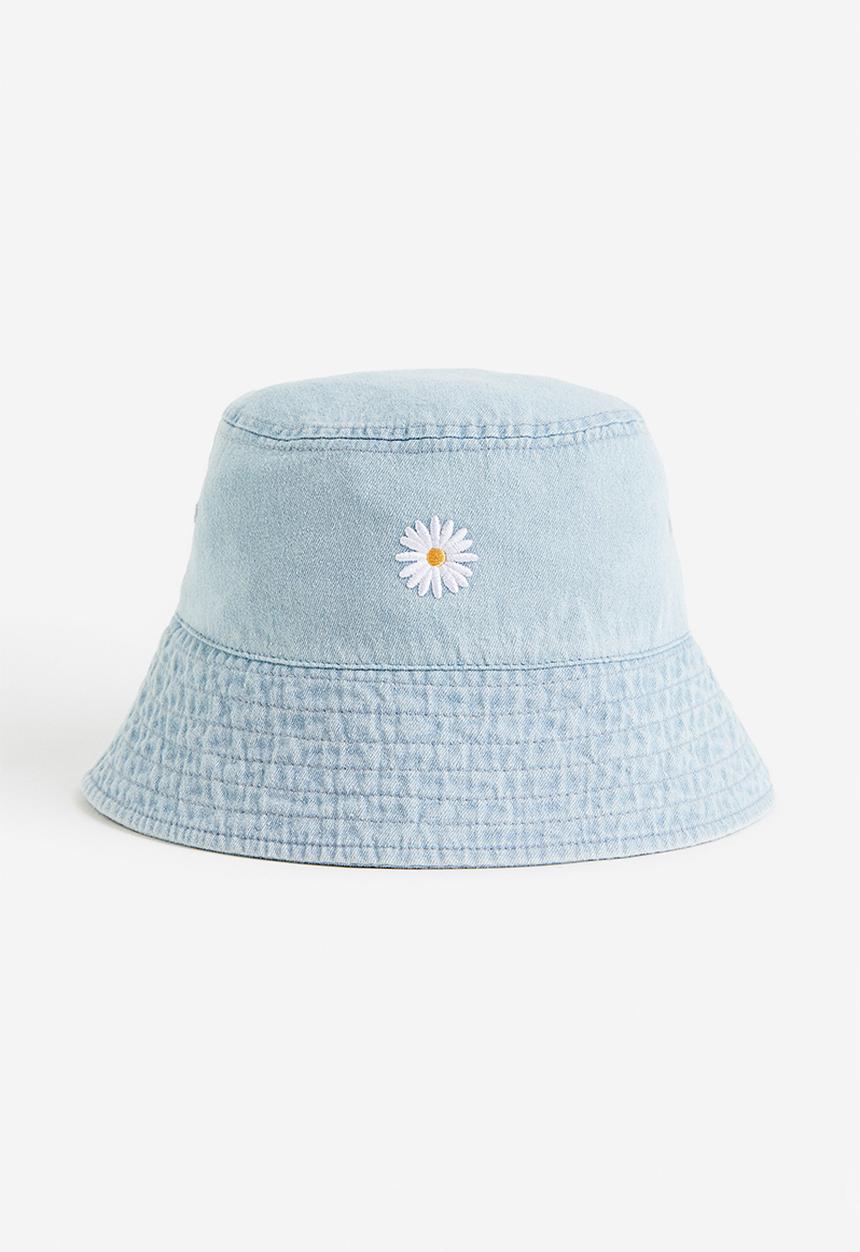 H&M - Cotton bucket hat - light denim blue/daisy 