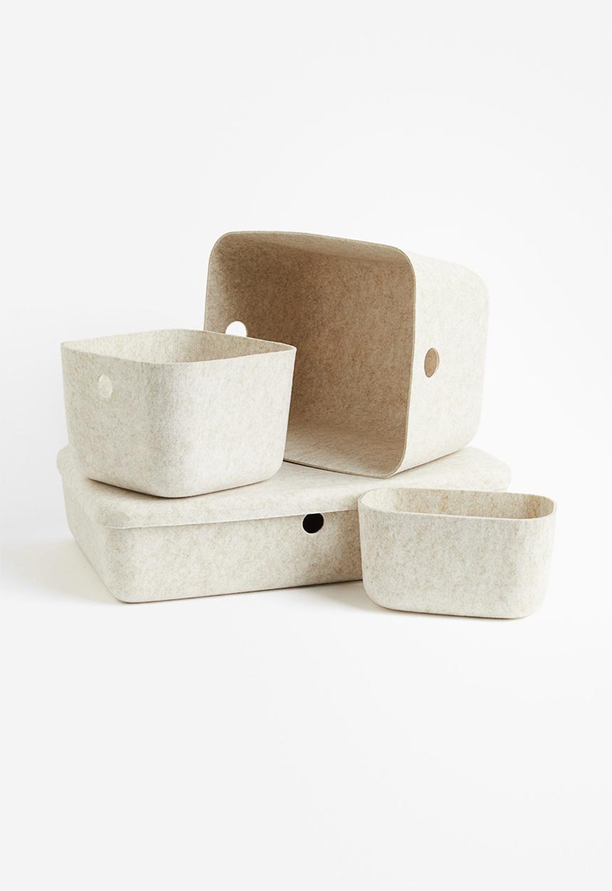 H&M - Felted storage basket - natural white marl 