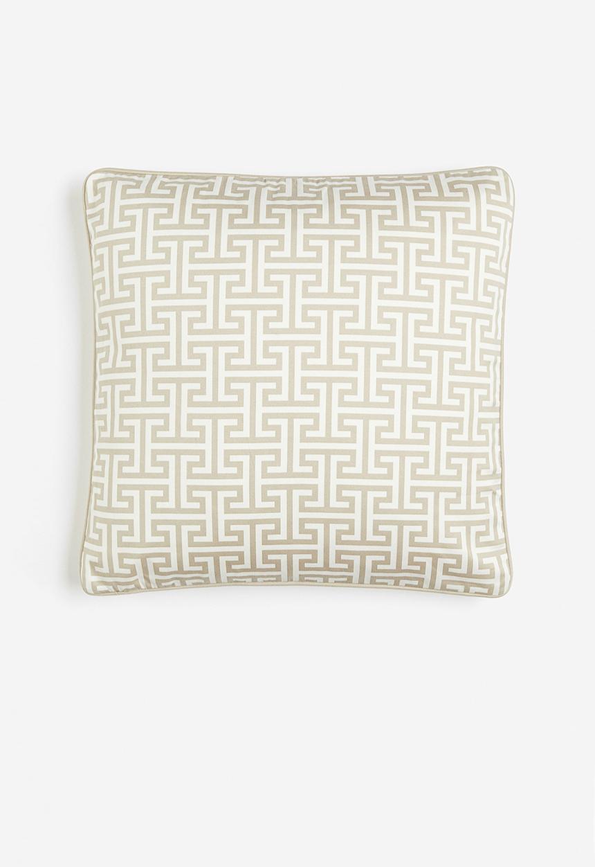 H&M - Patterned cotton cushion cover - light beige/patterned