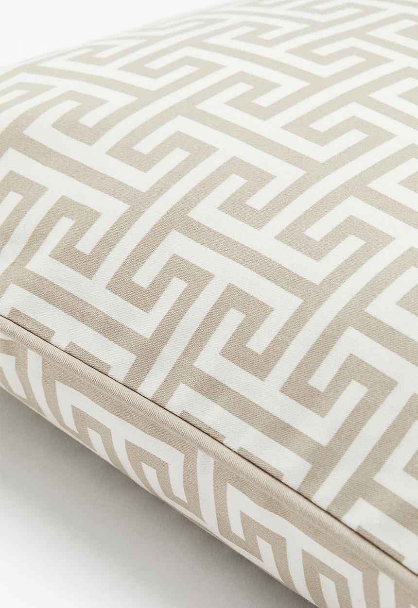 H&M - Patterned cotton cushion cover - light beige/patterned