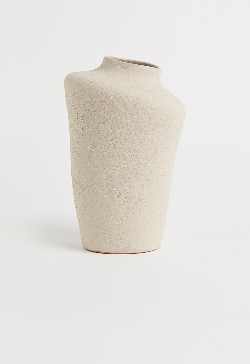 H&M - Tall terracotta vase - light beige 