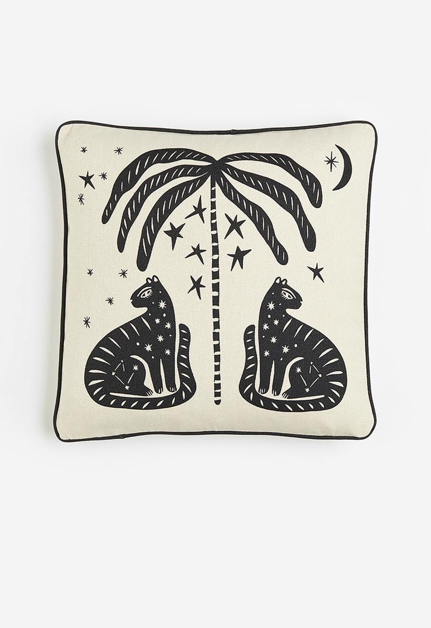 H&M - Printed cotton cushion cover - light beige