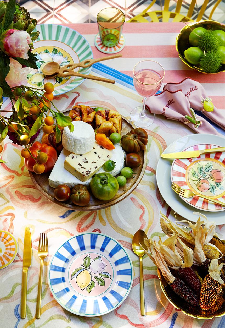 H&M - Porcelain mid plate - royal blue/striped 