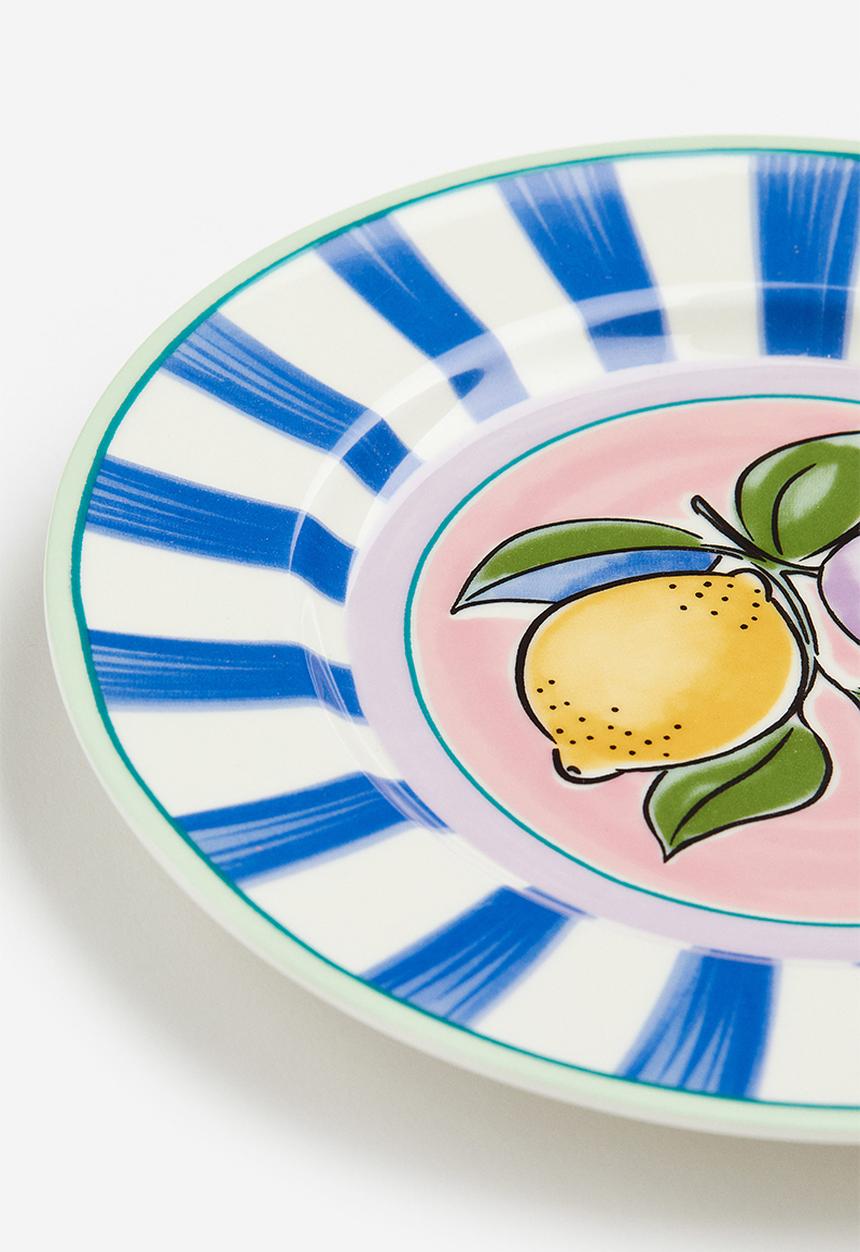 H&M - Porcelain mid plate - royal blue/striped 