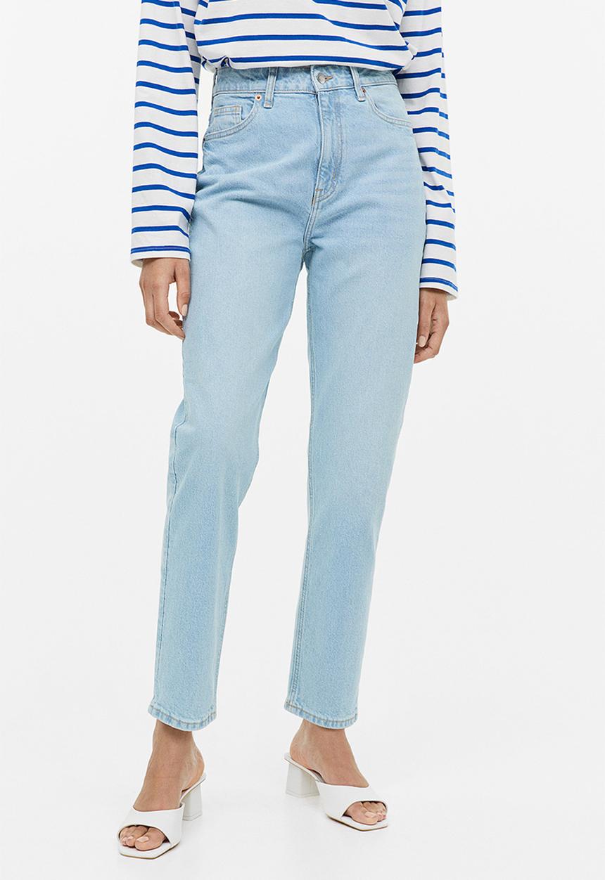 H&M - Slim mom high ankle jeans - light denim blue