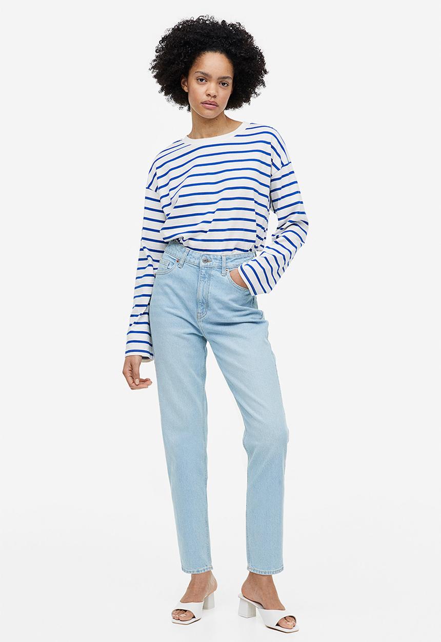 H&M - Slim mom high ankle jeans - light denim blue
