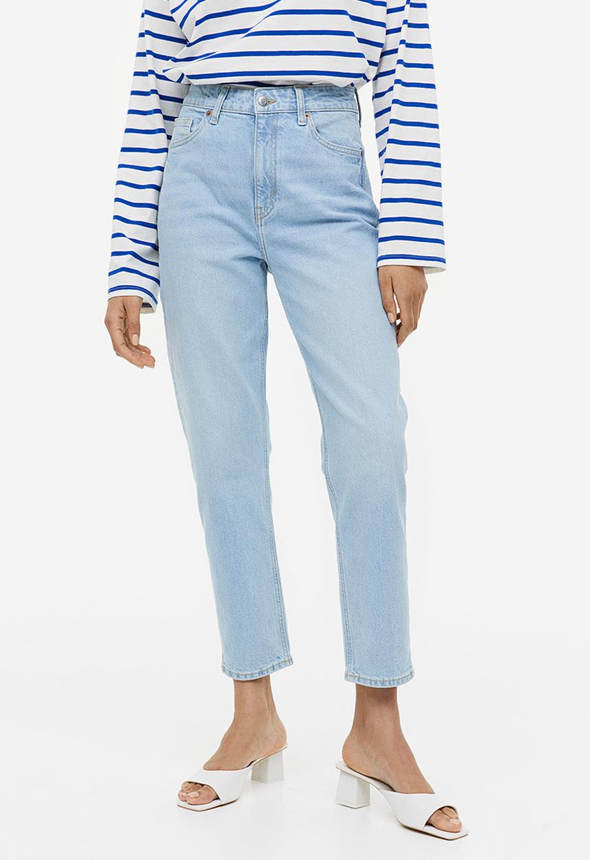 H&M - Slim mom high ankle jeans - light denim blue