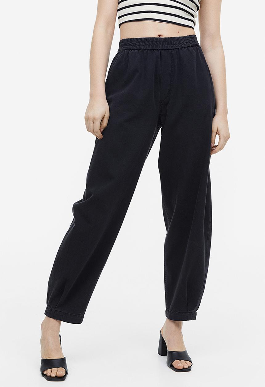 H&M - High-waisted woven joggers - black