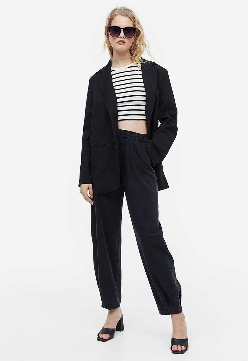 H&M - High-waisted woven joggers - black