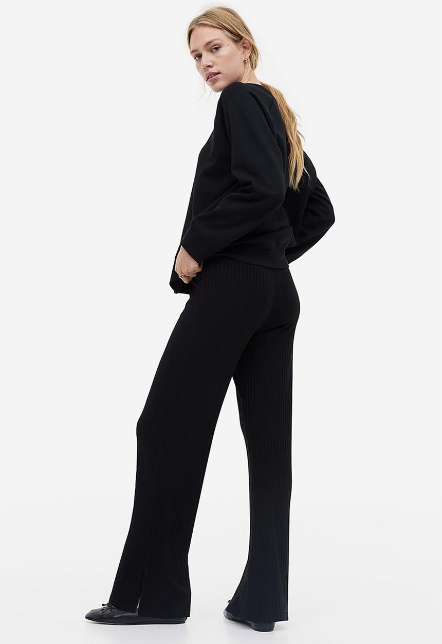 H&M - Ribbed jersey trousers - black