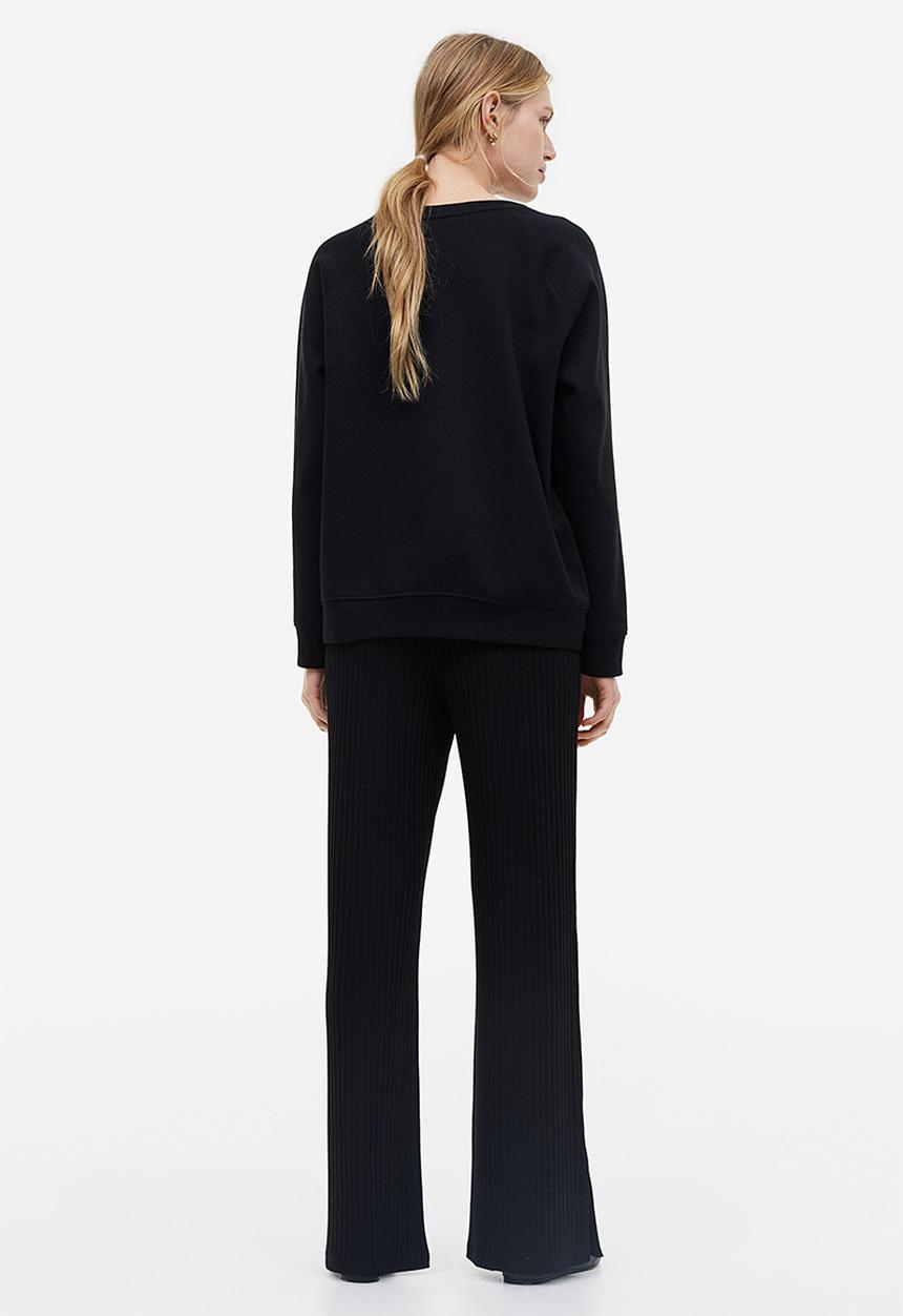 H&M - Ribbed jersey trousers - black