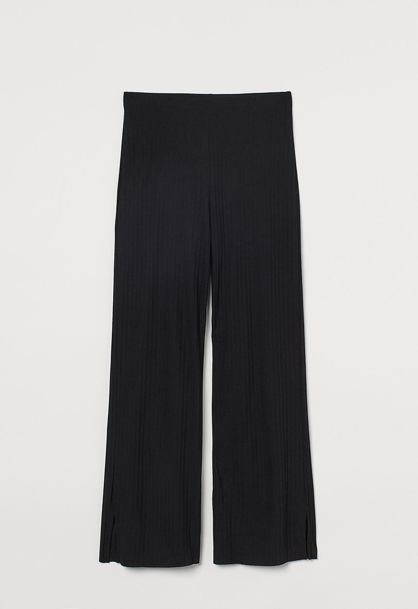 H&M - Ribbed jersey trousers - black
