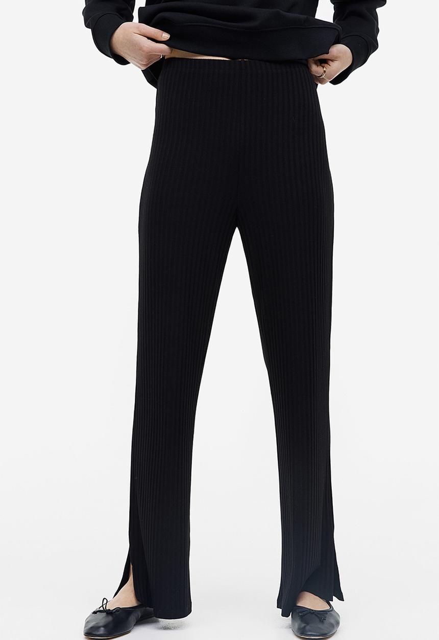 H&M - Ribbed jersey trousers - black