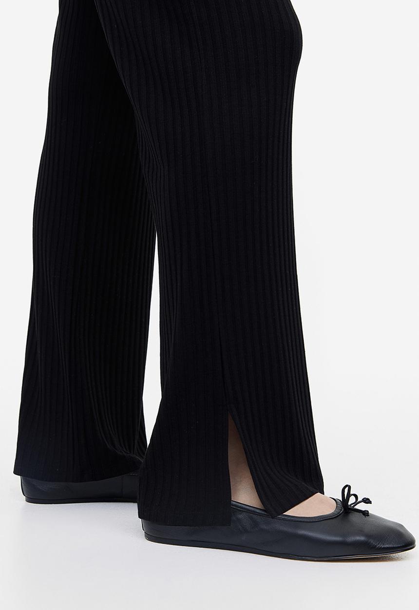 H&M - Ribbed jersey trousers - black