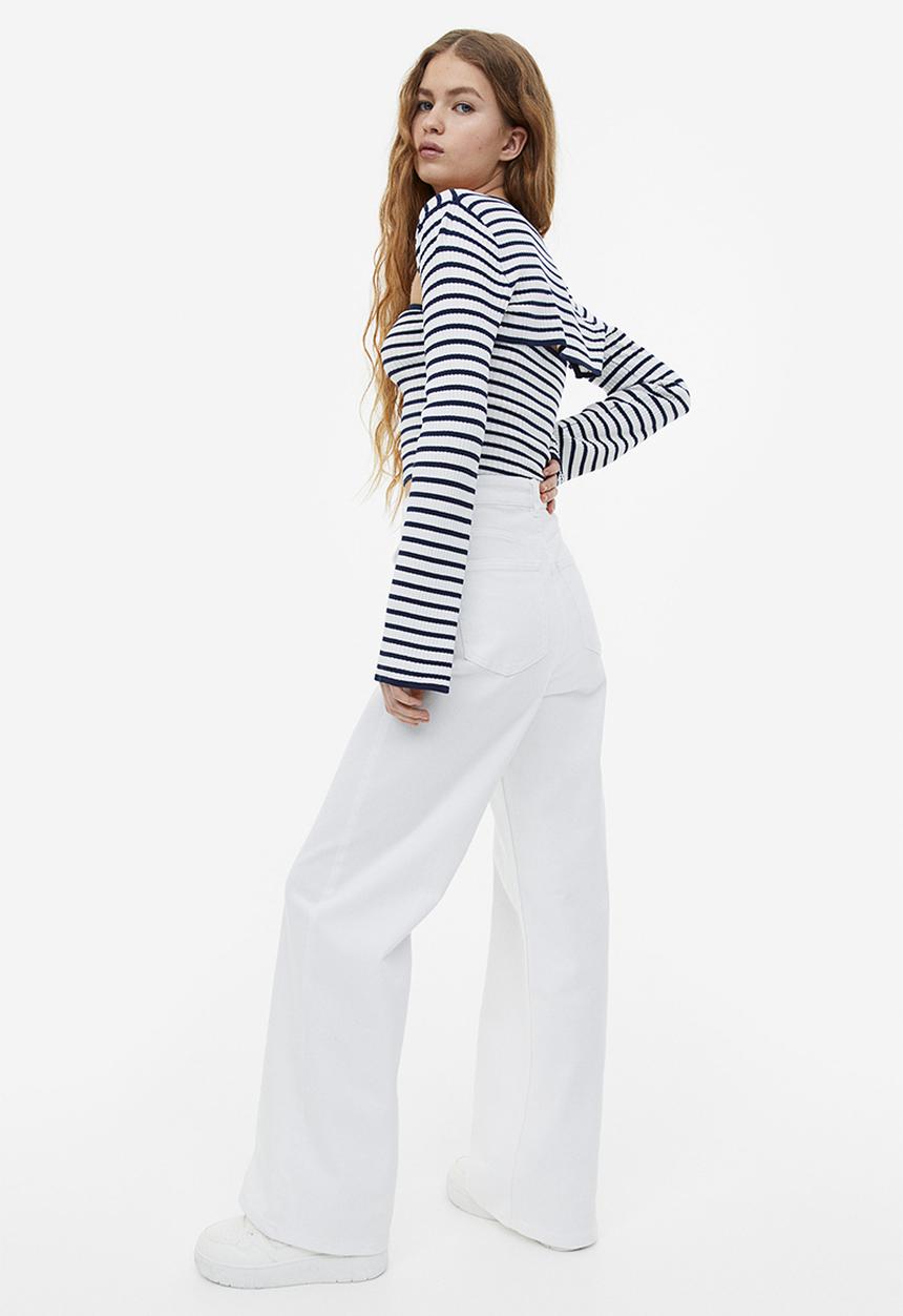 H&M - Wide twill trousers - white