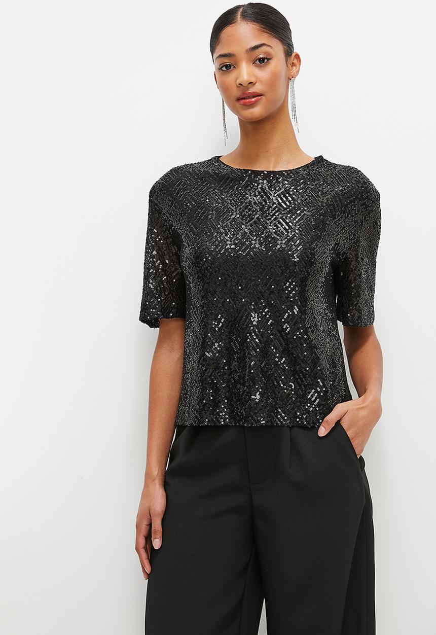 MILLA - Sequins T-shirt - black