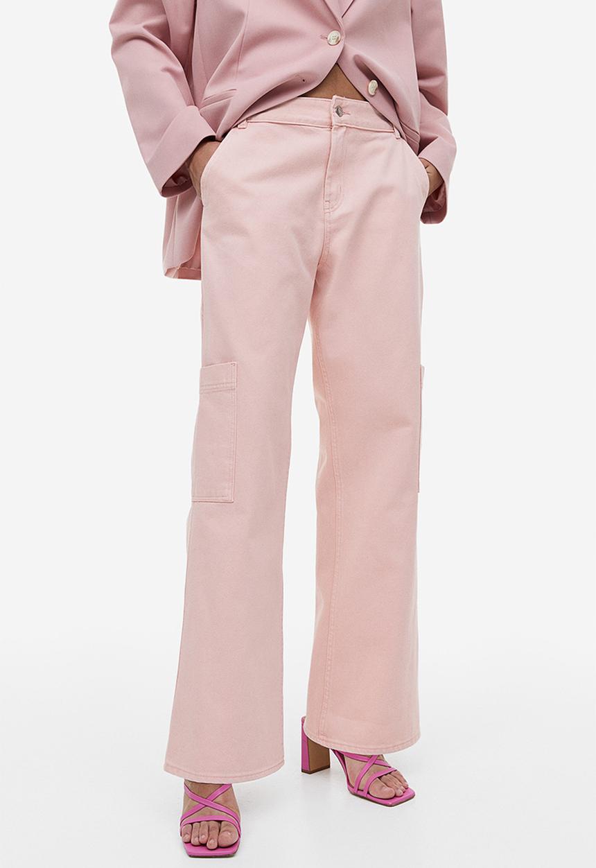 H&M - Wide cargo trousers - light pink