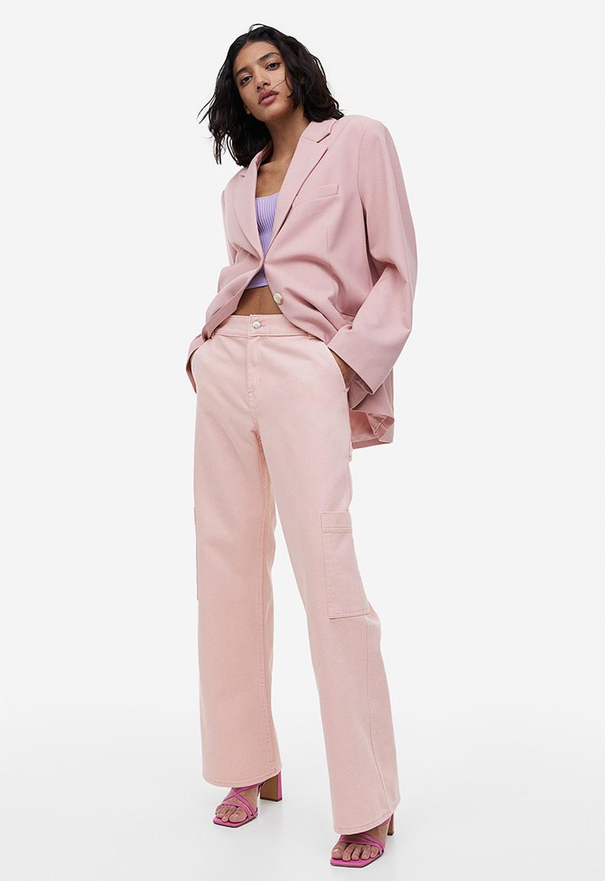 H&M - Wide cargo trousers - light pink