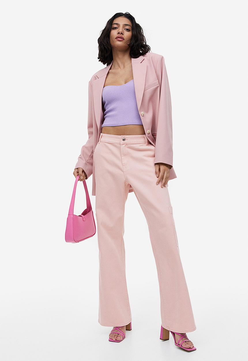 H&M - Wide cargo trousers - light pink