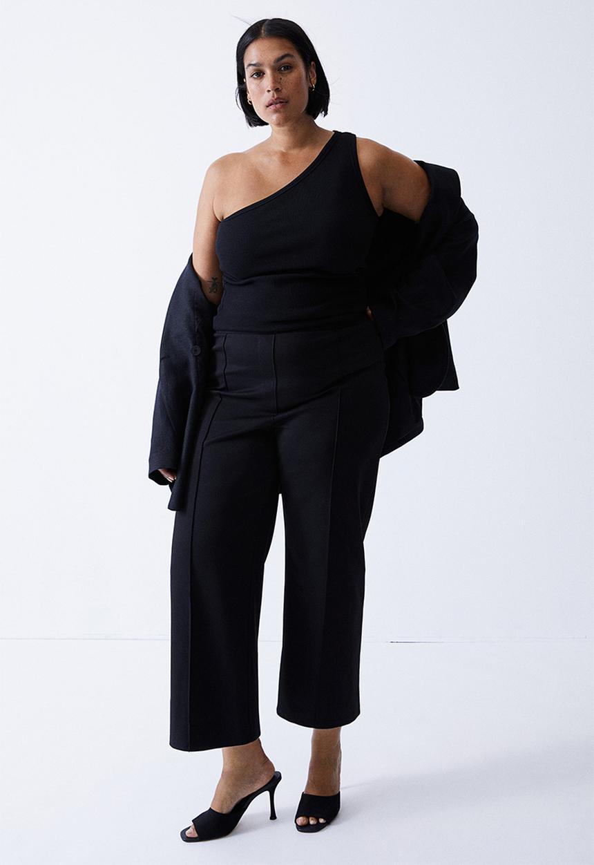 H&M - Wide tailored trousers - black