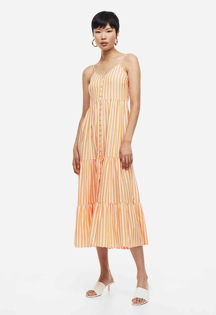 H&M - Viscose-blend dress - orange/striped