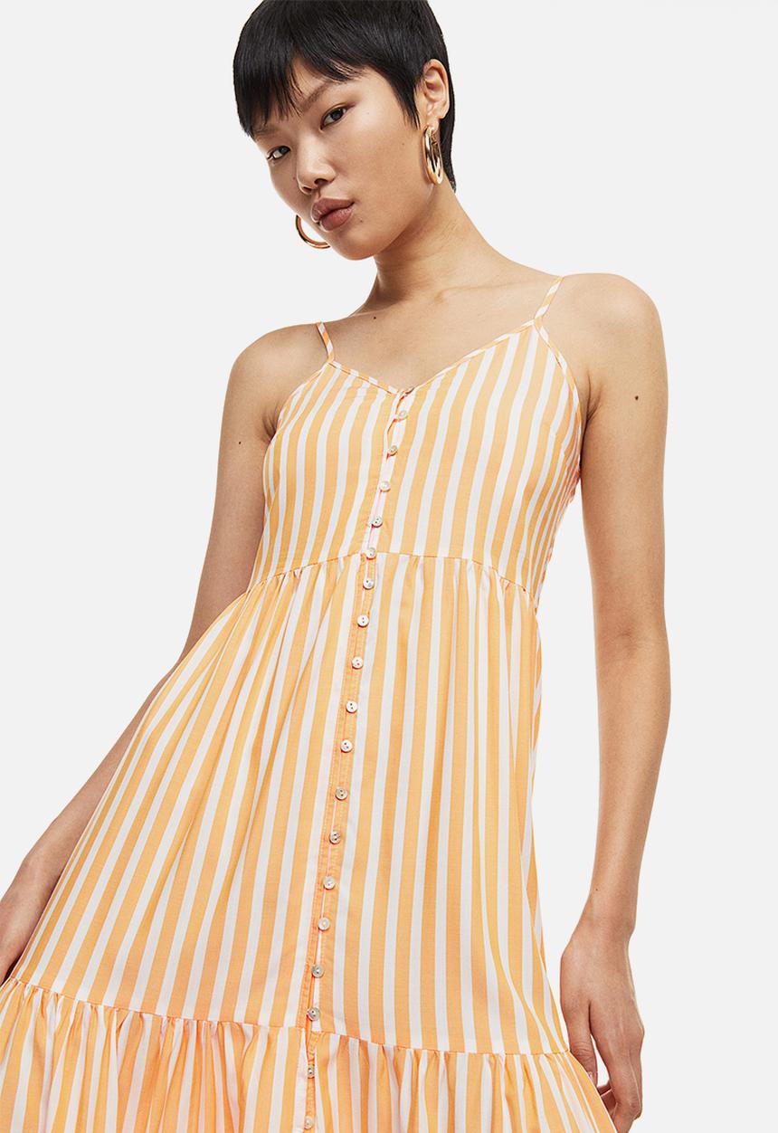 H&M - Viscose-blend dress - orange/striped