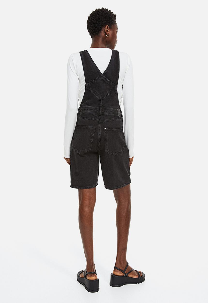H&M - Denim dungaree shorts - black