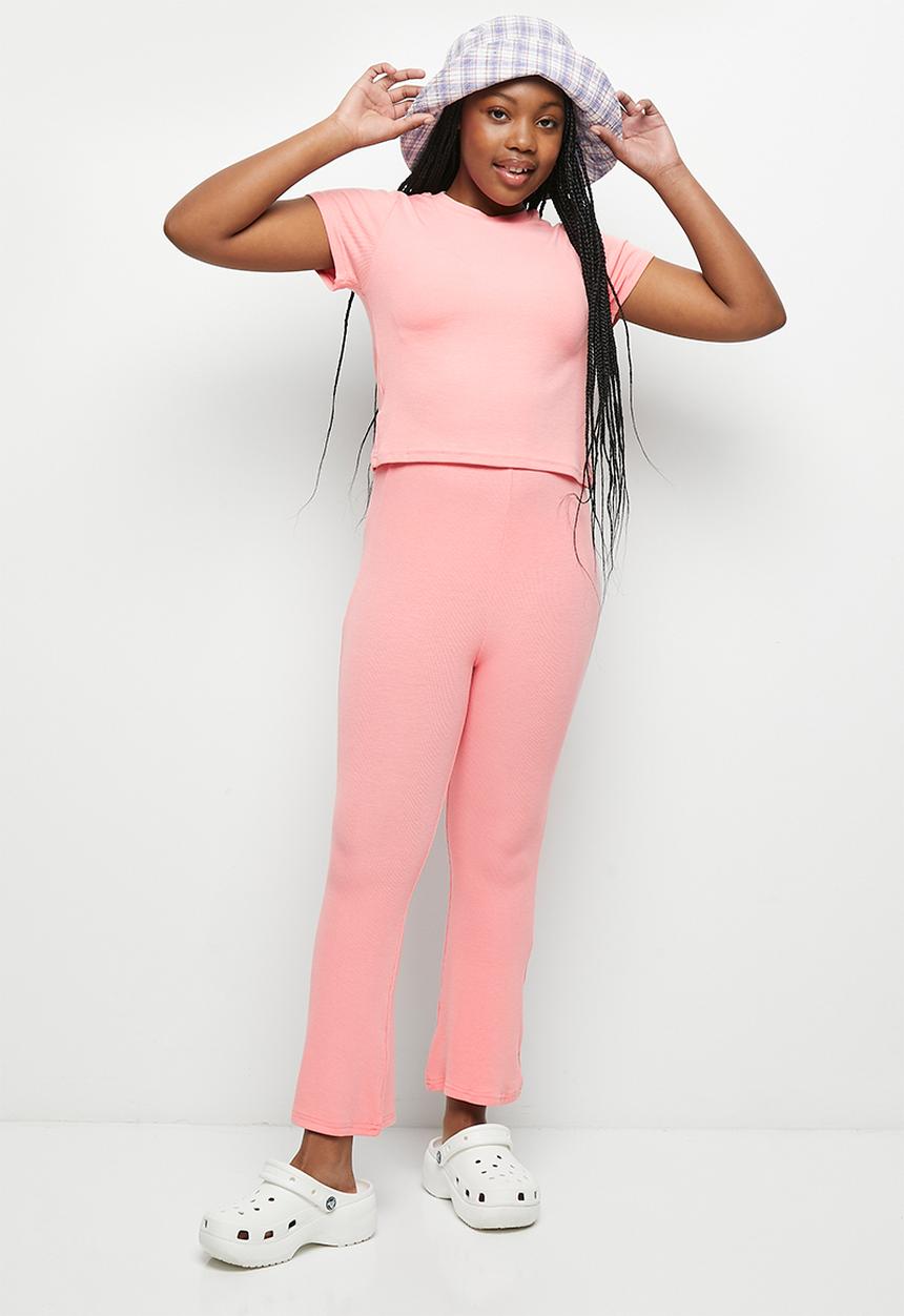 Pop Candy - Tee & flare legging set - pink