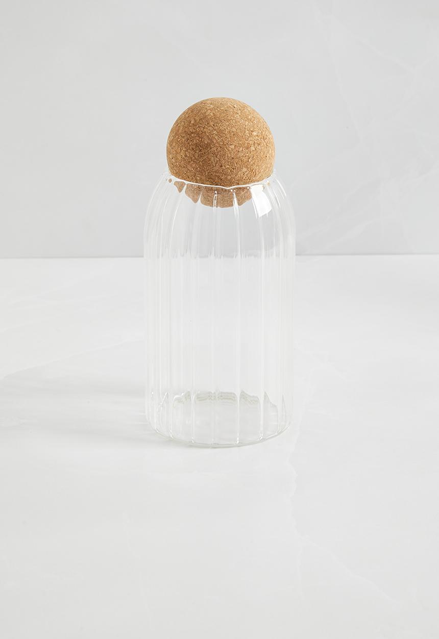 Sixth Floor - Ribbed glass and cork pantry storage jar - set of 3