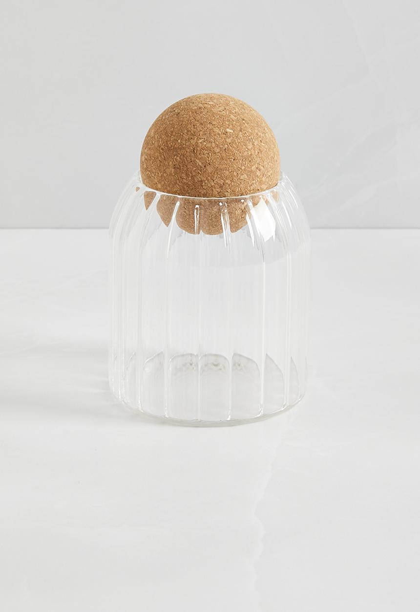 Sixth Floor - Ribbed glass and cork pantry storage jar - set of 3