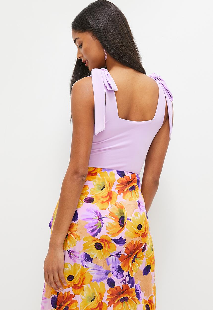 MILLA - Easy shoulder tie bodysuit - lilac