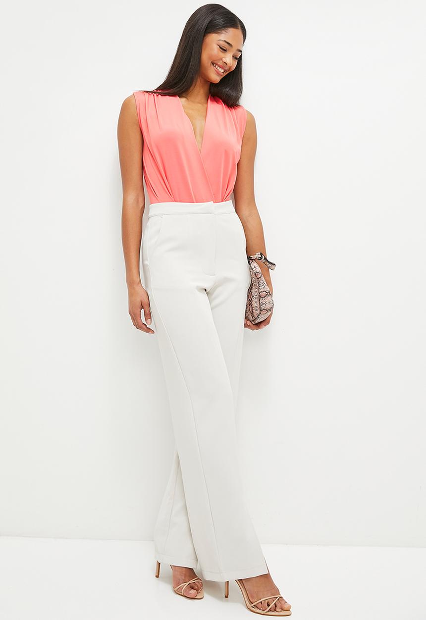 MILLA - Knit wrap bodysuit - salmon